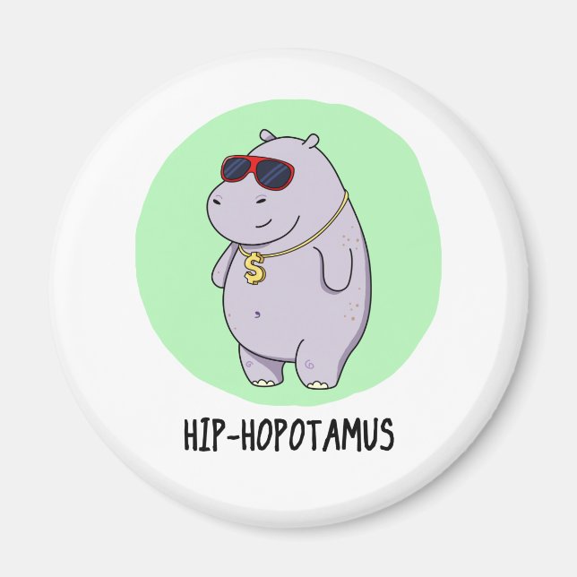 Imán Hip-Hopotamus Funny Hippo Pun (Frente)