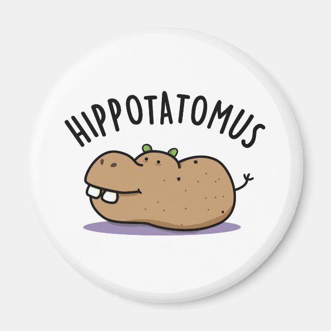 Imán Hip-potato-mus Funny Hippo Pun (Frente)