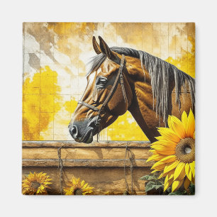 Imán Hípica y Sunflower Hermosa arte de IA
