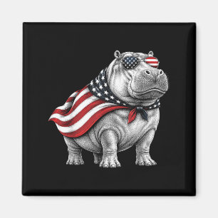 Imán Hipopótamo 4 De Julio Bandera Americana Patriótico