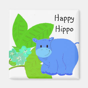 Imán Hipopótamo Feliz Pastando