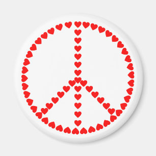 Imán Hippie de Corazones Rojos Signo de Paz