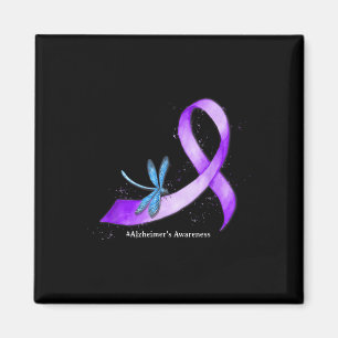Imán Hippie Dragonfly Purple Ribbon Heimers Conciencia