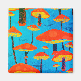 Imán Hippie Dreamy Retro Vibe Encantador de champiñones