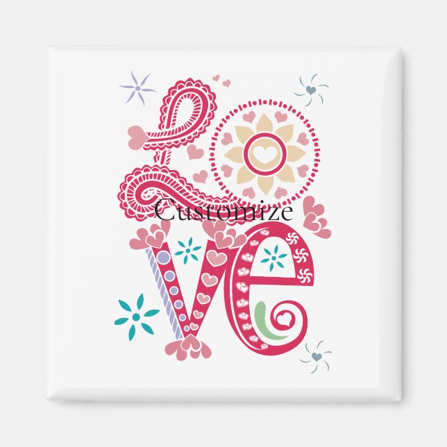 Imán Hippie Groovy Love Rótulo Thunder_Cove (Frente)