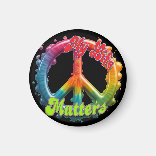 Imán Hippie Love Peace Life Matters Custom  (Frente)