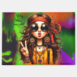 Imán Hippie Quirky Chica Moon Child Magnet