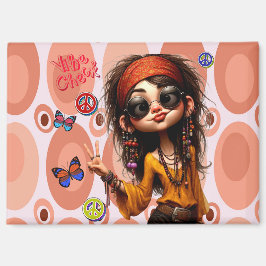 Imán Hippie Quirky Chica Vibe Check Magnet