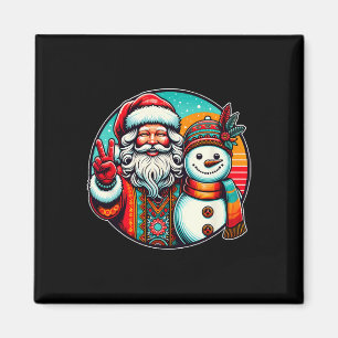 Imán Hippie Santa Retro Snowman Navidades bohemios