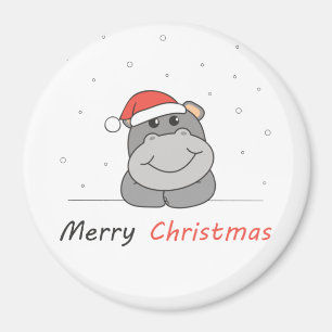 Imán Hippo Navidades Nieve Animales De Invierno Hippos