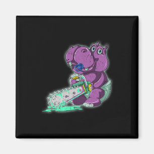 Imán Hippo Scary Vaporwave Animal Chainsaw Hippo