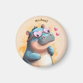 Imán Hippo Valentine's Day Heart Badge - Kids School