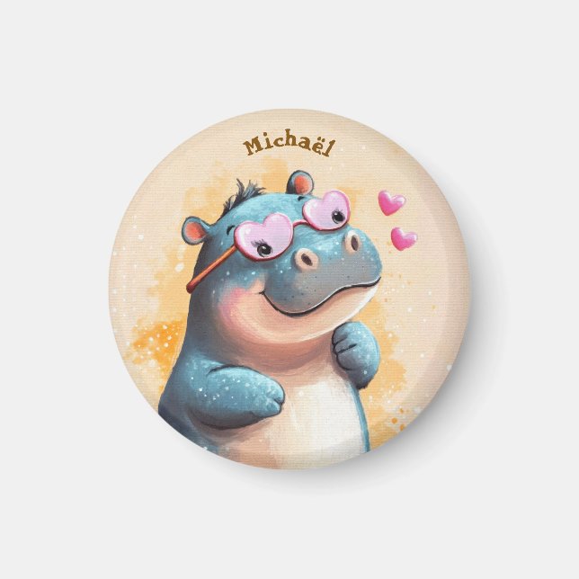 Imán Hippo Valentine's Day Heart Badge - Kids School  (Frente)