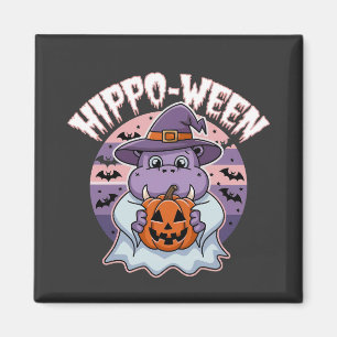 Imán Hippo-ween Spooky Halloween Moo Deng Hippo Ghost