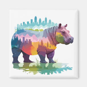 Imán Hippopótamo Vector Arte Animal Majestuosidad Natur
