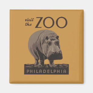 Imán Hippopótamo vintage hippo zoo poster wpa