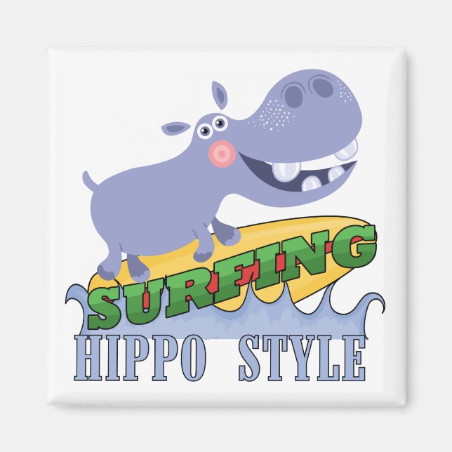 Imán Hippopotamus de la persona que practica surf (Frente)