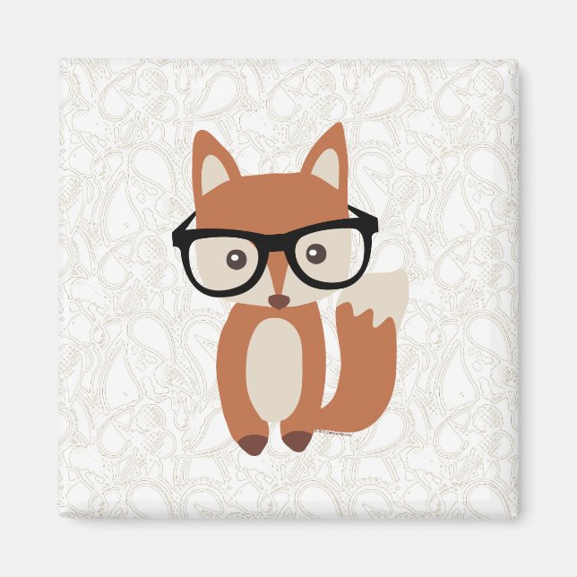 Imán Hipster Baby Fox con gafas (Frente)