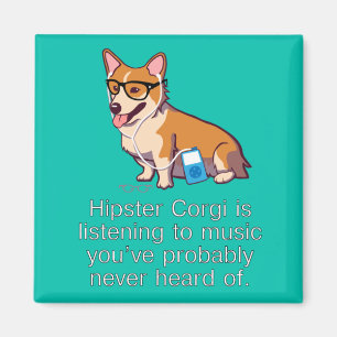 Imán Hipster Corgi Magnet