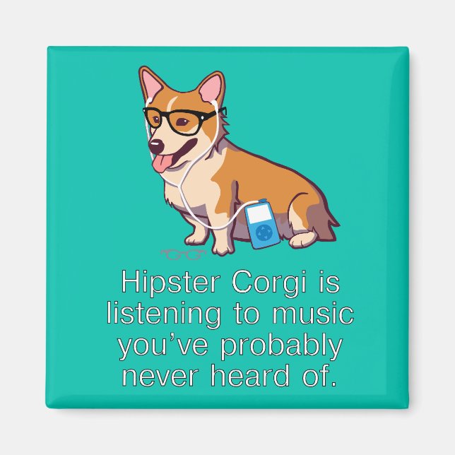 Imán Hipster Corgi Magnet (Frente)