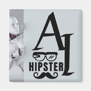 Imán Hipster de IA con lentes y bigote