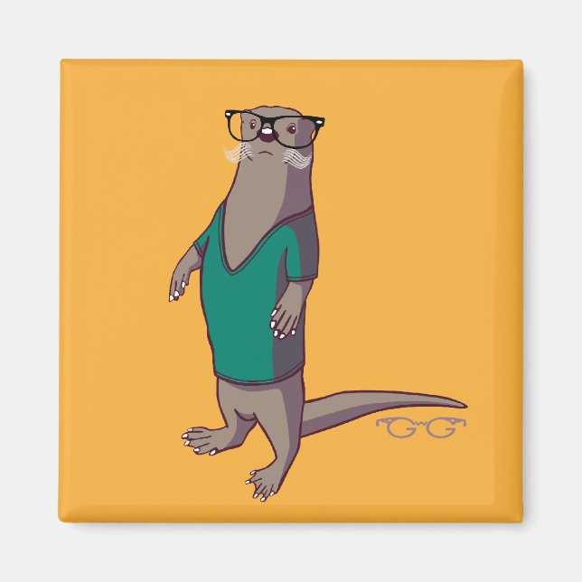 Imán Hipster Otter Magnet (sin texto) (Frente)
