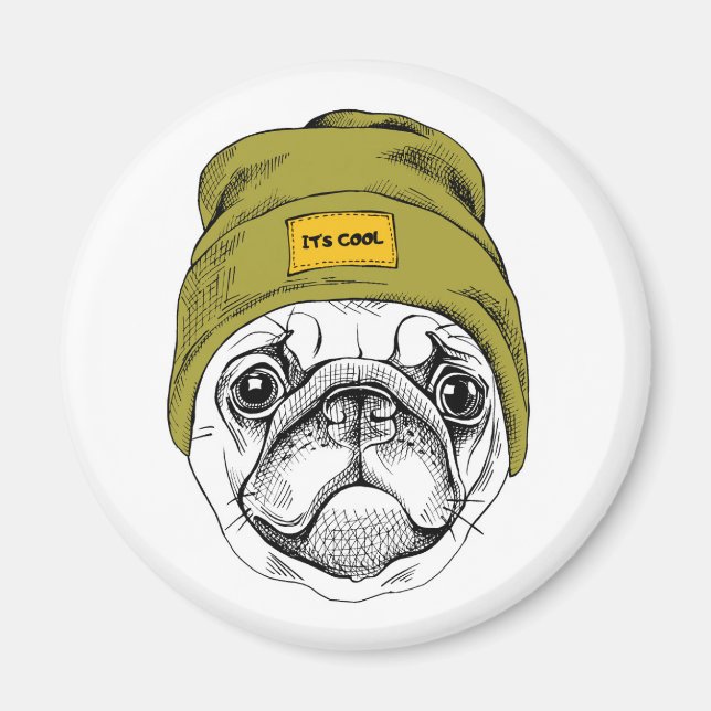 Imán Hipster Pug | Es Guay (Frente)