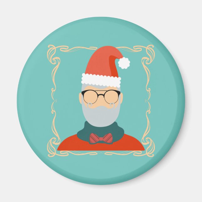Imán Hipster Santa (Frente)