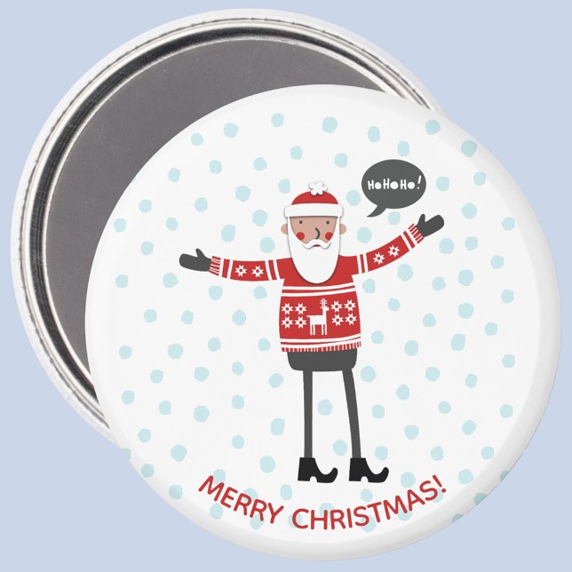 Imán Hipster Santa (Fun Hipster Santa Christmas magnet with custom text)