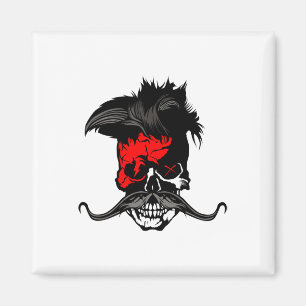 Imán Hipster Skull Punk Mustache Skull Mustached Lightn