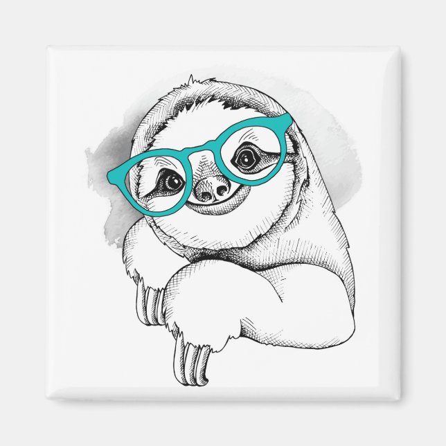 Imán Hipster Sloth (Frente)