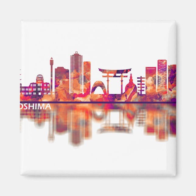 Imán Hiroshima Japan Skyline (Frente)