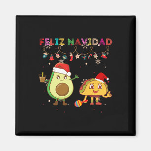 Imán Hispano Feliz Navidad Aguacate Tacos Mexicano Chri