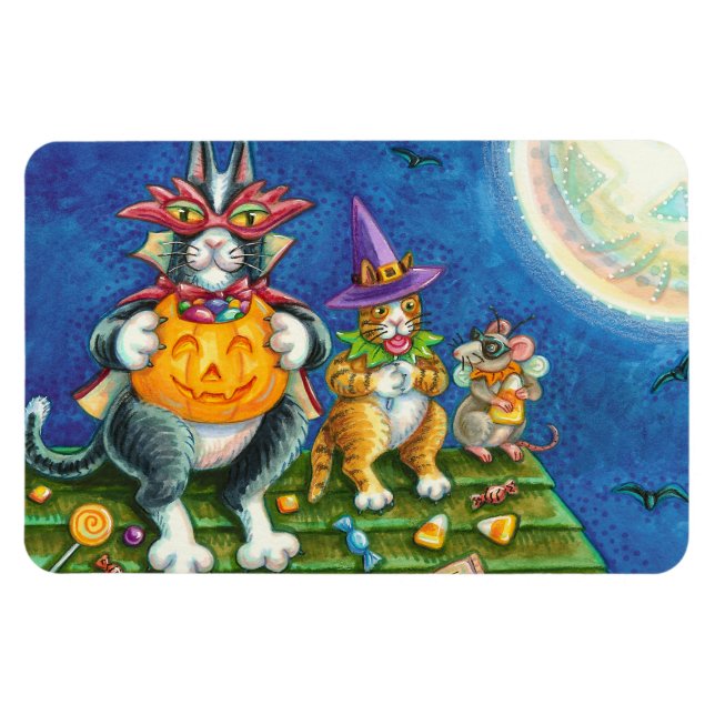 IMÁN HISS N' FITZ GATOS, TRICK O TREAT FUNNY HALLOWEEN (Horizontal)