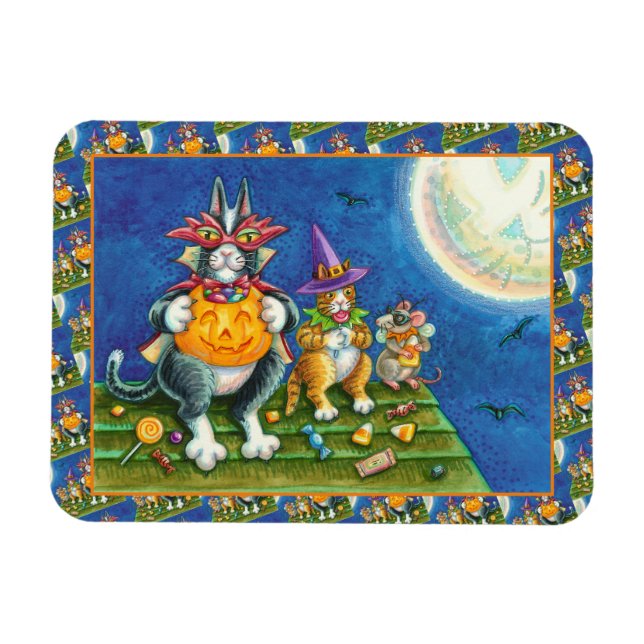 IMÁN HISS N' FITZ GATOS, TRICK O TREAT FUNNY HALLOWEEN (Horizontal)