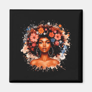 Imán Historia Negra Cabello Afro Flor Chica Mujeres Jun