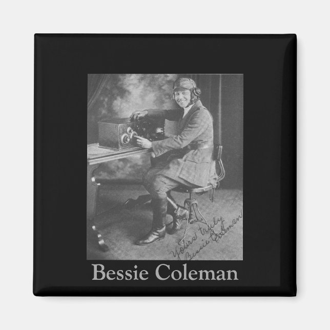 Imán Historia negra | Foto de Bessie Coleman (Frente)