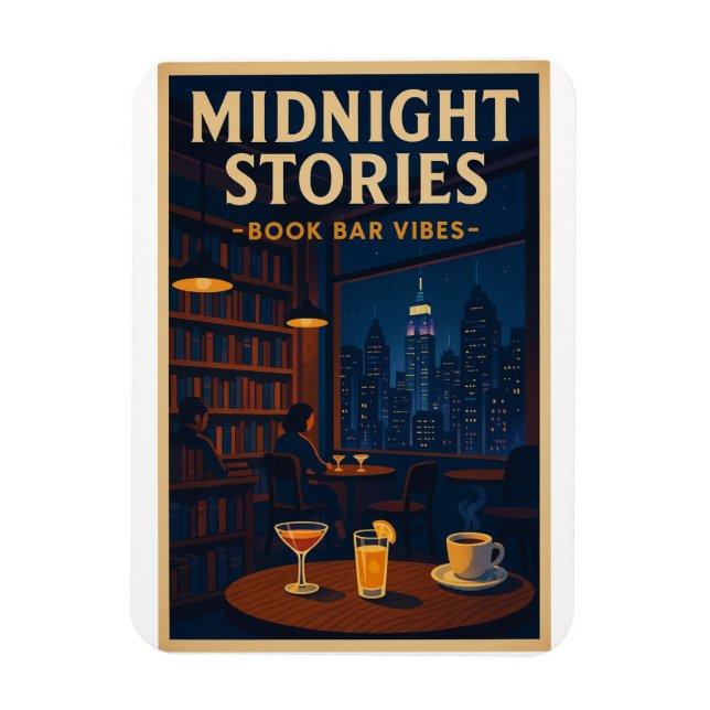 Imán Historias Medianoche - Vibes de bar para libros (Vertical)