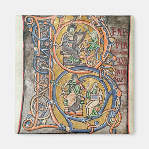 Imán Historiated rubrica "B" que representa a rey David