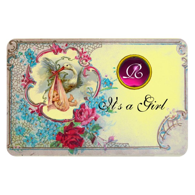IMÁN HISTORIETA DE NIÑAS DE BEBÉ MONOGRAM (Horizontal)