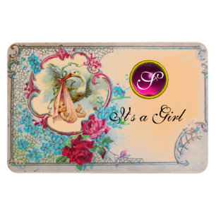 IMÁN HISTORIETA DE NIÑAS DE BEBÉ MONOGRAM