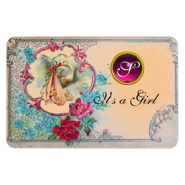 IMÁN HISTORIETA DE NIÑAS DE BEBÉ MONOGRAM (Horizontal)