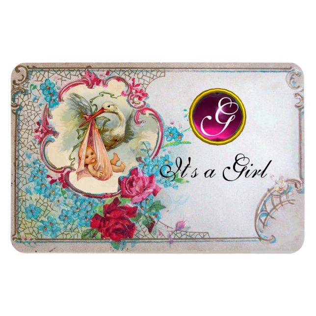 IMÁN HISTORIETA DE NIÑAS DE BEBÉ MONOGRAM (Horizontal)