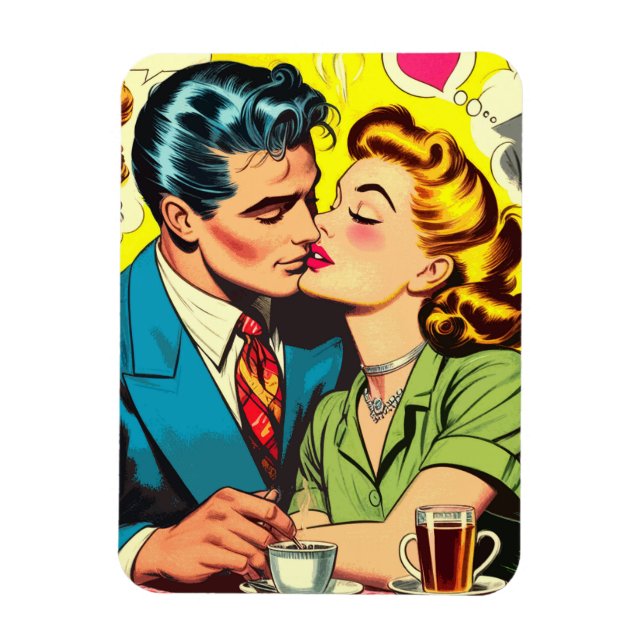Imán Historietas de amor retro para parejas (Vertical)