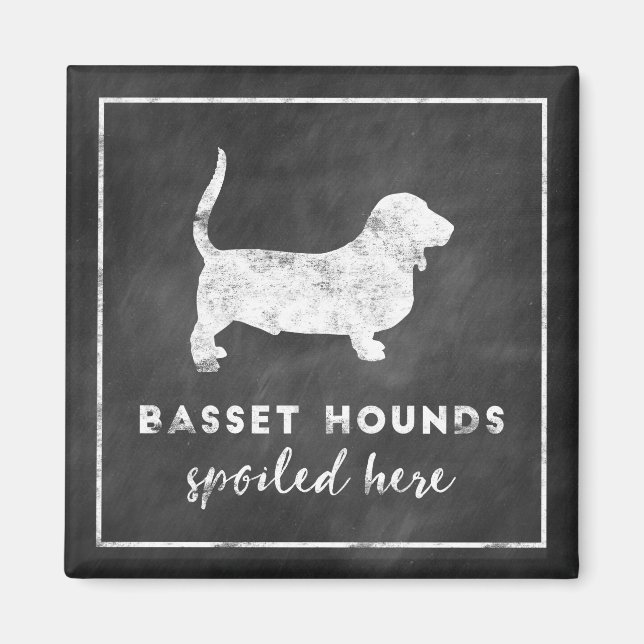 Imán Hitos Basset Malogrados Aquí Vintage Chalkboard (Frente)