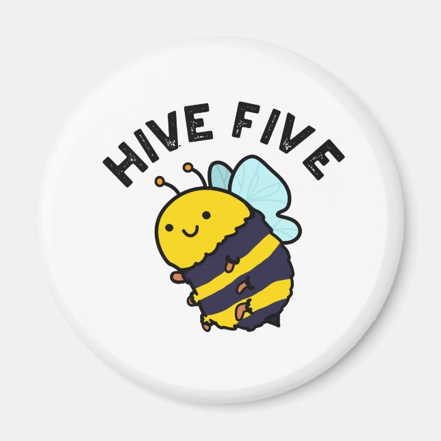 Imán Hive Five Funny High Five Bee Pun (Frente)