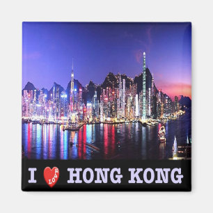 Imán HK - Hong Kong - Amo - Mosaico de color