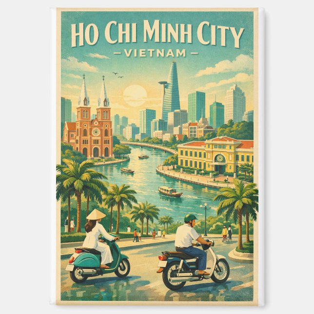 Imán Ho Chi Minh City, Vietnam, in a classic retro (Anverso)