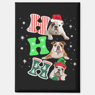 Imán Ho Ho Ho Bulldog Inglés Santa Reno Navidad 