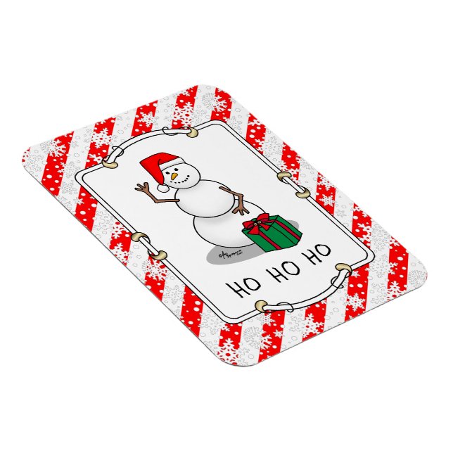 Imán Ho Ho Ho Ho Ho Feliz Navidad Santa Cute Snowman (Lado Derecho)